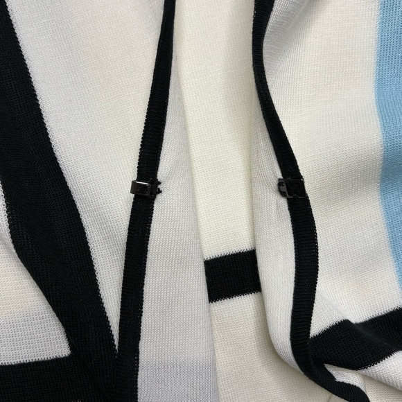 Ming Wang Contrast Piped Blazer Jacket Size S Hook Bar Front Closure 3/4 Sleeve - Picture 5 of 12